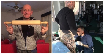 61-летний бодибилдер намотал свой пенис вокруг скалки, чтобы сделать на нём татуировку (5 фото + 1 видео)