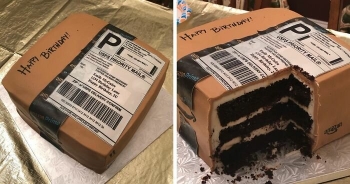 Женщина так любила заказывать на Amazon, что муж преподнёс ей на день рождения торт в виде посылки (6 фото)